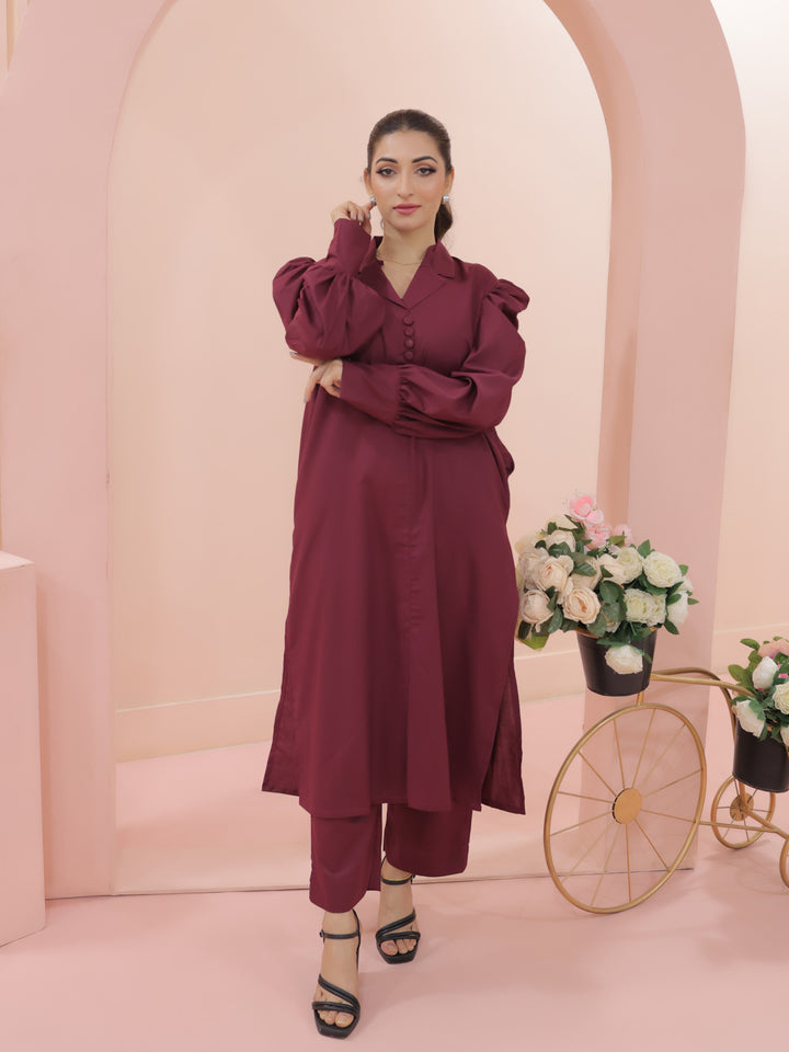 Arha Co-Ord Set Wine Red