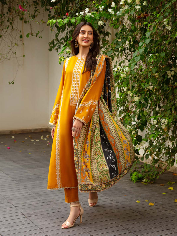 Phool Stripes Odhni (Mustard)