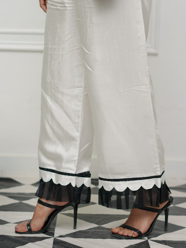 Trouser-Raw Silk White