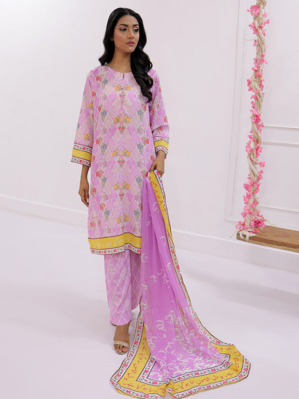 Noor Stitched 3 Pc (Voilet Pink)