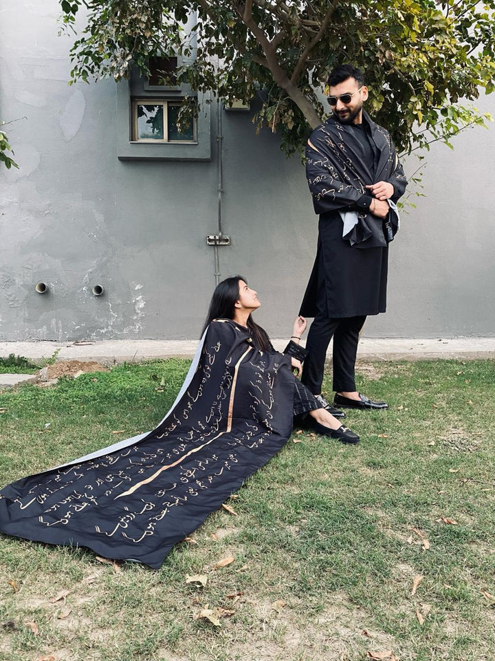 Jaun Elia Silk Black Dupatta